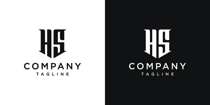 Creative Vintage Letter HS Monogram Logo Design Icon Template White and Black Background