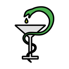 Medicine Sign With Snake And Glass Icon