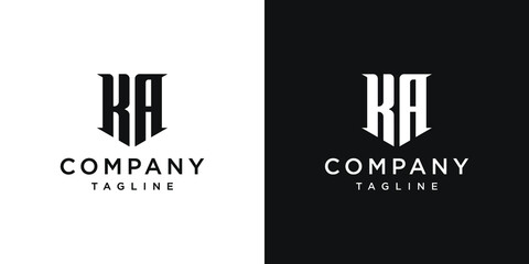 Fototapeta Creative Vintage Letter KA Monogram Logo Design Icon Template White and Black Background obraz