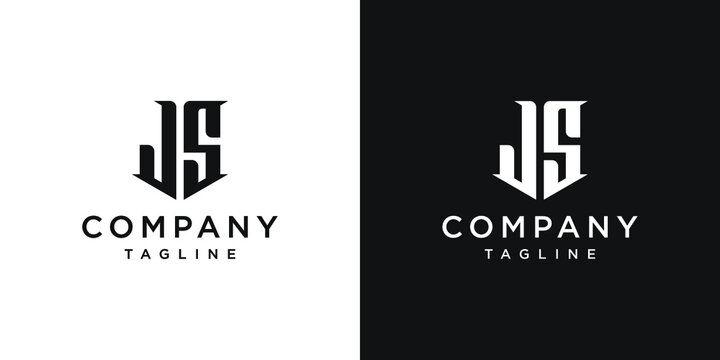 Creative Vintage Letter JS Monogram Logo Design Icon Template White and Black Background