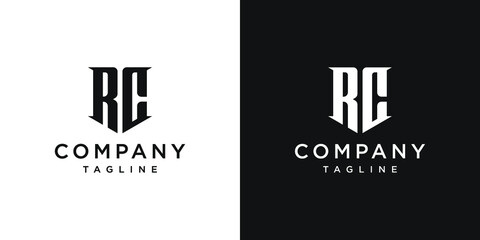 Creative Vintage Letter RC Monogram Logo Design Icon Template White and Black Background