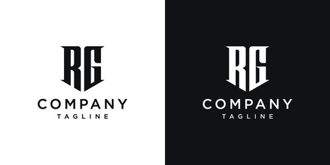 Creative Vintage Letter RG Monogram Logo Design Icon Template White and Black Background - obrazy, fototapety, plakaty