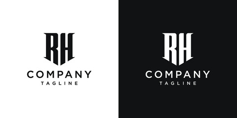 Creative Vintage Letter RH Monogram Logo Design Icon Template White and Black Background