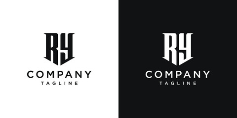 Creative Vintage Letter RY Monogram Logo Design Icon Template White and Black Background - obrazy, fototapety, plakaty