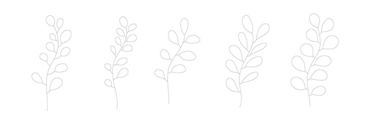 Vector set of branch icons isolated on white background. Trees branches. High quality vector botanic icons and elements for your design