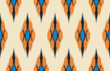 Ethnic ikat seamless pattern in tribal. Beautiful fabric Indian style. Design for background, wallpaper, illustration, fabric, clothing, carpet, textile, batik, embroidery.