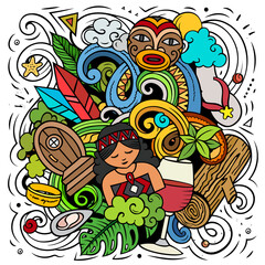 New Zealand hand drawn cartoon doodle illustration. Funny local design.