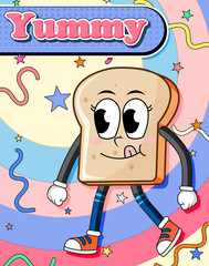 Funny bread cartoon character