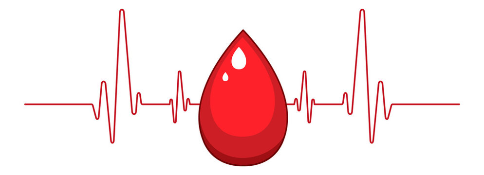 Human blood with heart rate on white background