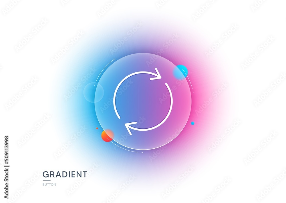 Aufkleber refresh line icon. gradient blur button with glassmorphism. rotation arrow sign. reset or reload sym