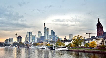Fototapeta na wymiar Frankfurt in the Autumn (Evening) - Frankfurt, Germany