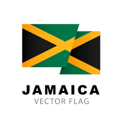 Colorful Jamaican flag logo. Flag of Jamaica. Vector illustration isolated on white background.