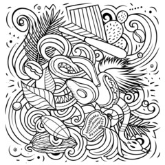 Venezuela hand drawn cartoon doodles illustration.