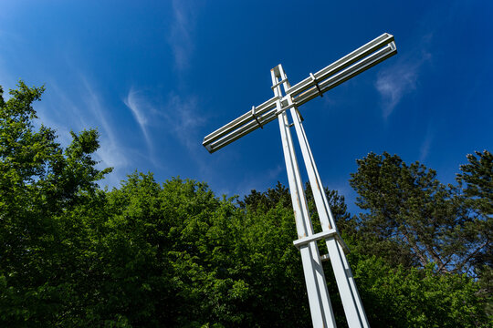 Cross on mountain near city Jajce, Bosnia and Herzegovina