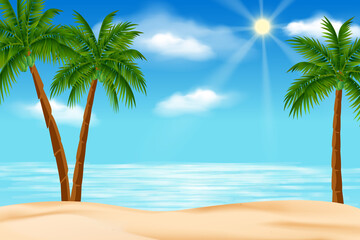 Fototapeta na wymiar cute beach simple vector illustration