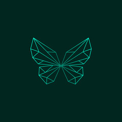 Polygonal insect. Abstract geometric butterfly logo template Vector illustration