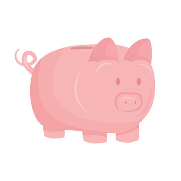 Piggy bank semi flat color vector object. Full sized item on white. Money savings. Finance and investment symbol simple cartoon style illustration for web graphic design and animation