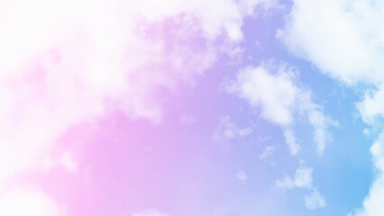 Fototapeta na wymiar fantasy magical landscape sky abstract big volume texture fluffy clouds shine close up view straight, cotton wool, pink purple pastel colors sun fabulous background