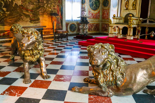 Interior of the Great Hall of Rosenborg Castle in Copenhagen, Denmark