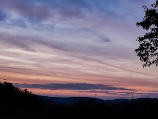 cloudy sunset in the forest