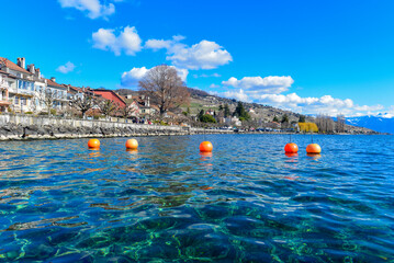 Uferpromenade Lutry, Distrikt Lavaux-Oron des Kantons Waadt / Schweiz