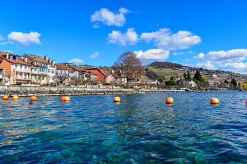 Uferpromenade Lutry, Distrikt Lavaux-Oron des Kantons Waadt / Schweiz