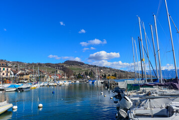 Uferpromenade Lutry, Distrikt Lavaux-Oron des Kantons Waadt / Schweiz