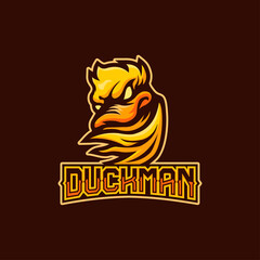 Duck man mascot logo vector