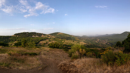 Landscape of the Tusculum hills. Tuscolo is a volcanic mountain in the Alban Hills, in the province of Rome, in Lazio, in the Castelli Romani area, Italy.