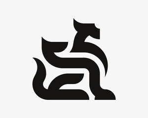 Winged сat modern logo, emblem design editable for your business. Feline vector illustration.