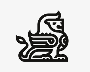 Winged lion modern logo, emblem design editable for your business. Lion vector illustration.