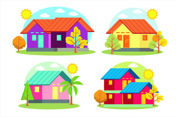 Set of House. Flat design house collection vector illustration
