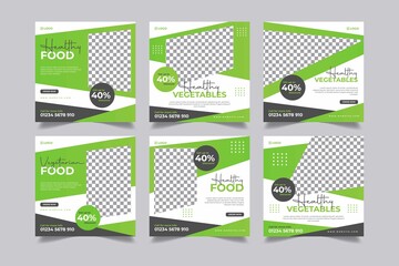 Healthy food vegetables Social media banner template set