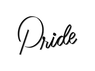 Pride. Hand written lettering isolated on white background.Vector template for poster, social network, banner, cards.