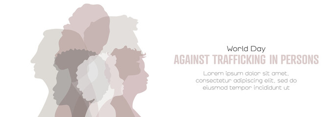 World Day Against Trafficking In Persons banner. Card with place for text.