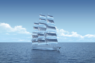 frozen sailing ship at sea
