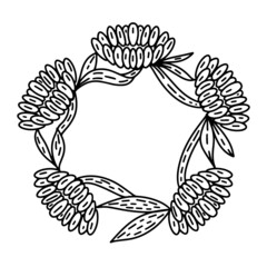 Digital illustration of sunflower wreath