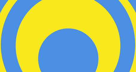 Image of support ukraine text over blue and yellow circles