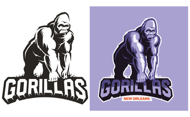 Standing Gorilla vector Sport Logotype