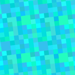 Abstract geometric seamless pattern. Lime, mint green and blue pixels with tilt. Calm pastel colors. For textile design