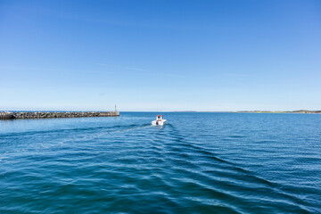 Obraz premium Boat in the port of Bagenkop, island of Langeland, Denmark