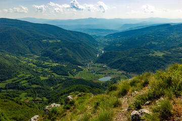 Fototapeta na wymiar Mountains in the central part of Bosnia and Herzegovina. Not far from the town of Jajce.