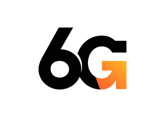 6g logo design with an arrow on the G, a symbol of 6G network the connectivity of the futur. 