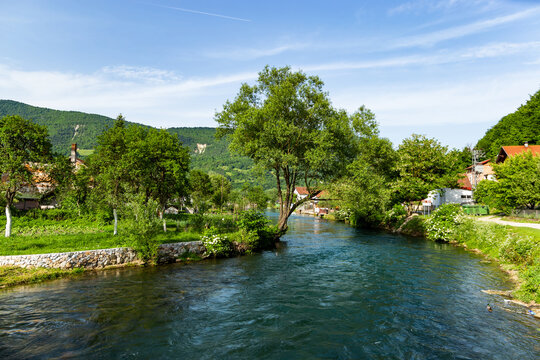 Pliva river in the central part of Bosnia and Herzegovina. Not far from the town of Jajce.