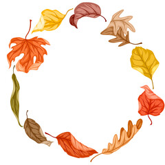 Frame with autumn foliage. Illustration of leaves.