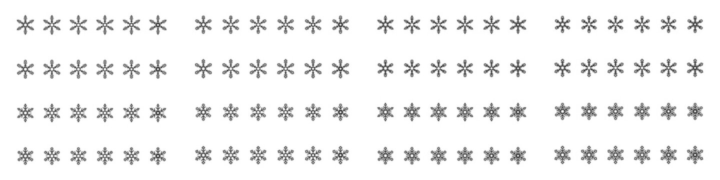 Snowflake icons. Linear snowflakes big collection. Snowflakes template. Snow icons. Frost icon. Isolated snowflakes. Snow crystal. Ice crystal. Vector graphic
