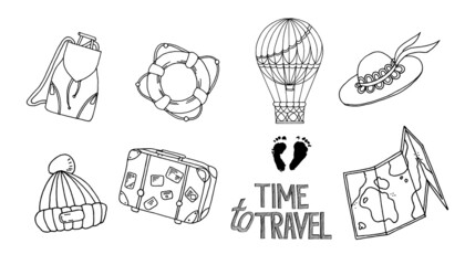 Traveler set with hand drawn items