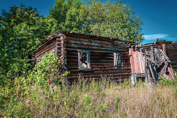 destroyed village house