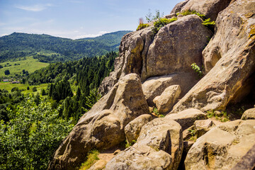 a rocks in Tustan fortress place, Skole Beskids National Nature Park, Lviv region, Ukraine