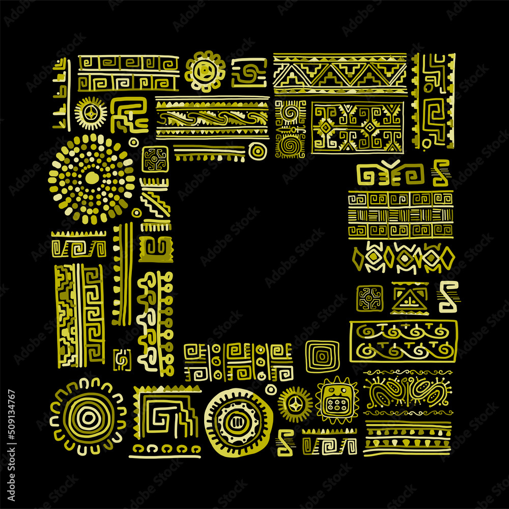Poster Ethnic handmade ornamental frame design with place for your text
